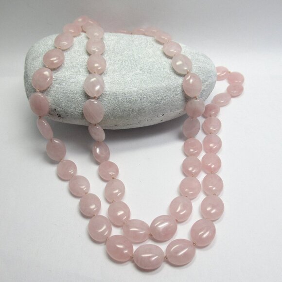 Rose Quartz oval bead necklace - Picture 11 of 11